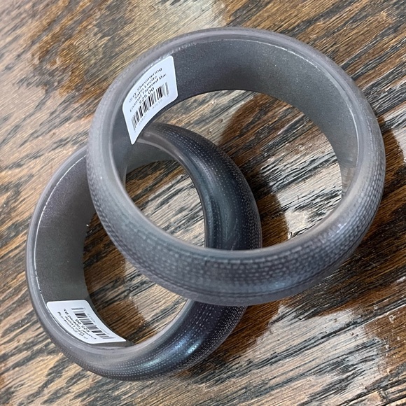 Silver Shimmering Satin Lucite Enamel Tapered Bracelet - Picture 2 of 2